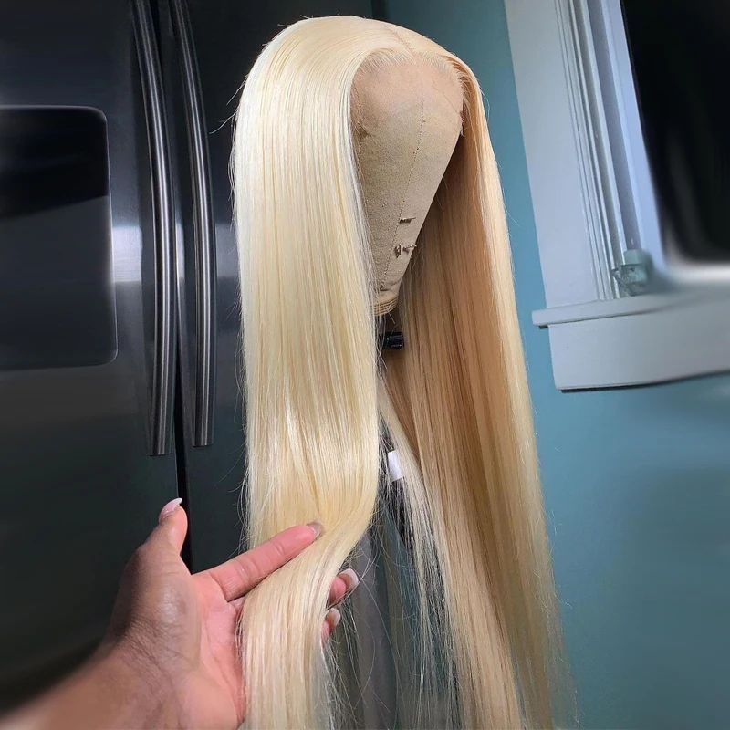 Soft Glueless Long 613 Blonde Straight HD 13x4 Lace Front Wig Mixed Human Hair Wig For Black Babyhair Preplucked Daily Cosplay