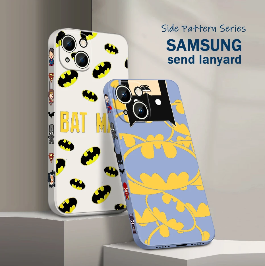 

Batman Superhero Cute For iPhone 14 13 12 Mini 11 Pro XS MAX XR X 8 7 6S SE Plus Liquid Left Rope Shockproof Phone Case