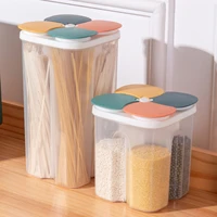 cereal storage container food storage box with lid and compartments kitchen grain storage tank sealed cans transparent organizer