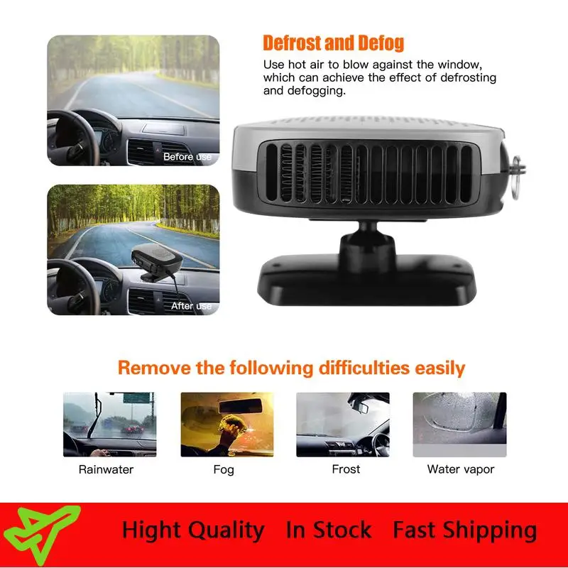 

New 12v 360 Degree Adjustable High-power Car Heater Fan Portable Heater Cooler Defrost Defogger Rapid Heating Cooling For Car