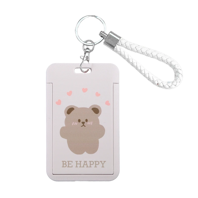 

63HC Portable ID Card Holder Bus Cards Cover Case Office Work Keychain Keyring Tool for Womne Men