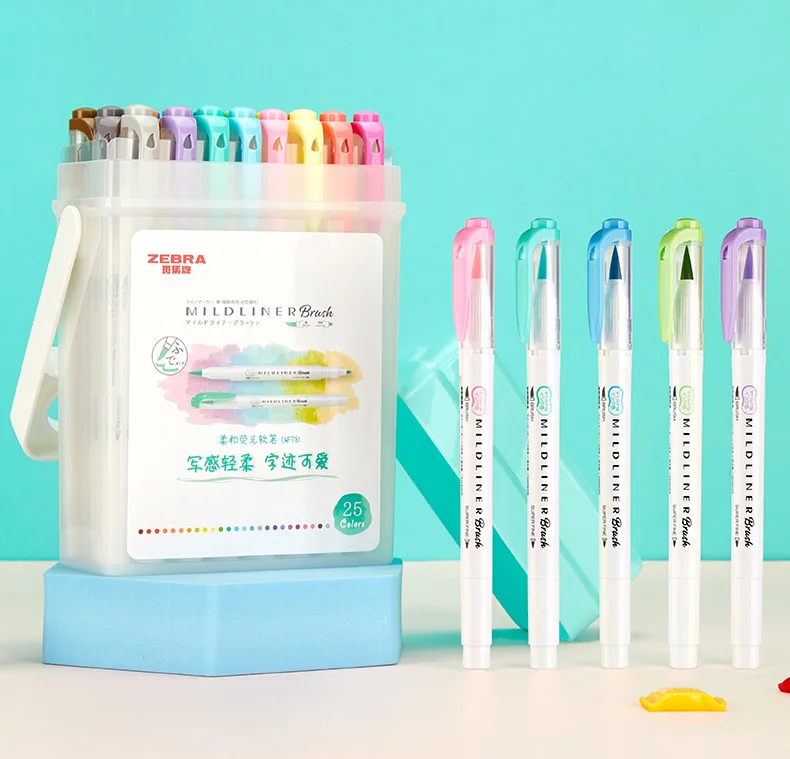 

10 New Colors Zebra WFT8 MildLiner Double Tip Highlighter Soft Brush Painting Marking Pen Japanese Stationery Original Product