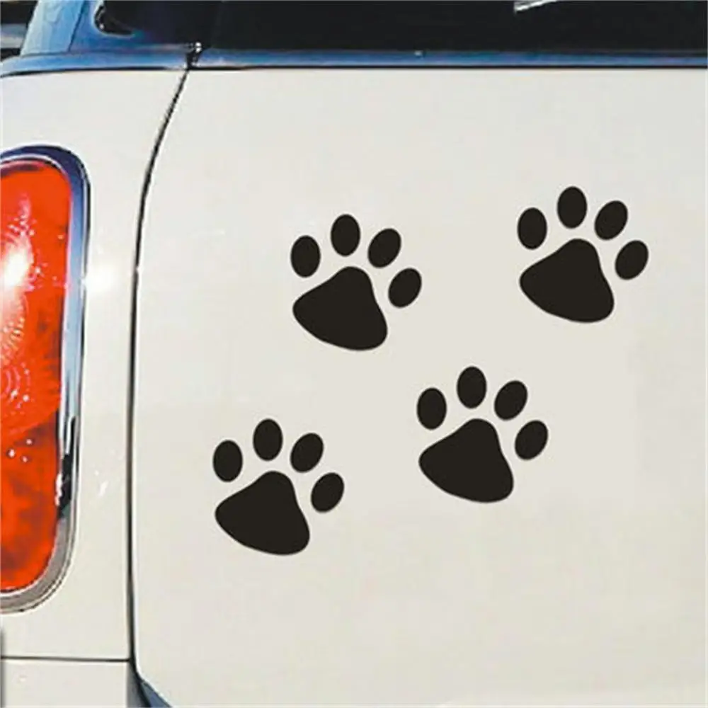 

4Colour Bear Dog Animal Paw Footprint Car Window Bumper Body Decal Stickeror Auto Creative 3D Stickers Exterior Accessories