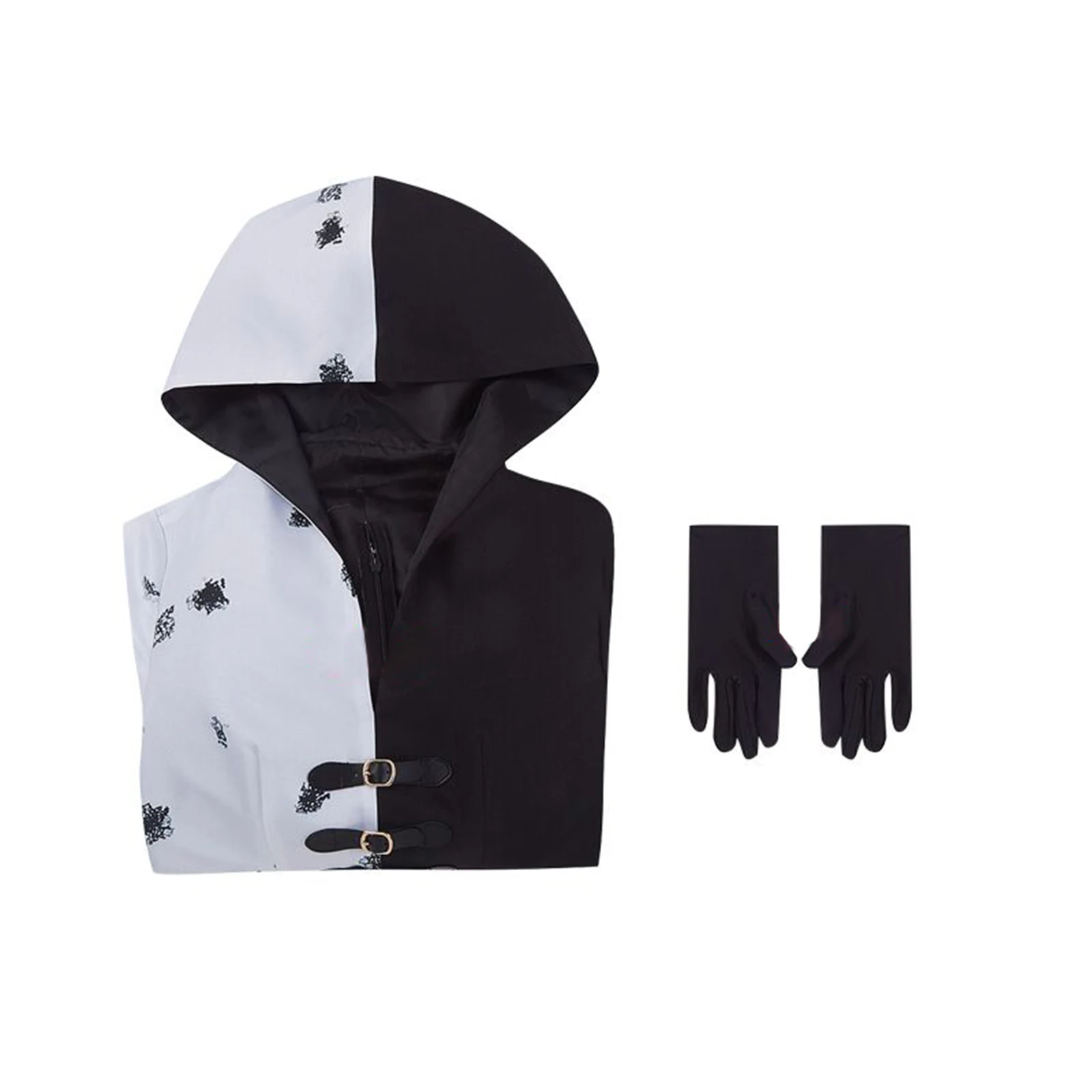 Аниме Cruella De Vil Хэллоуин Косплей Костюм Злая Королева Эмма Женщины Черно-Белая