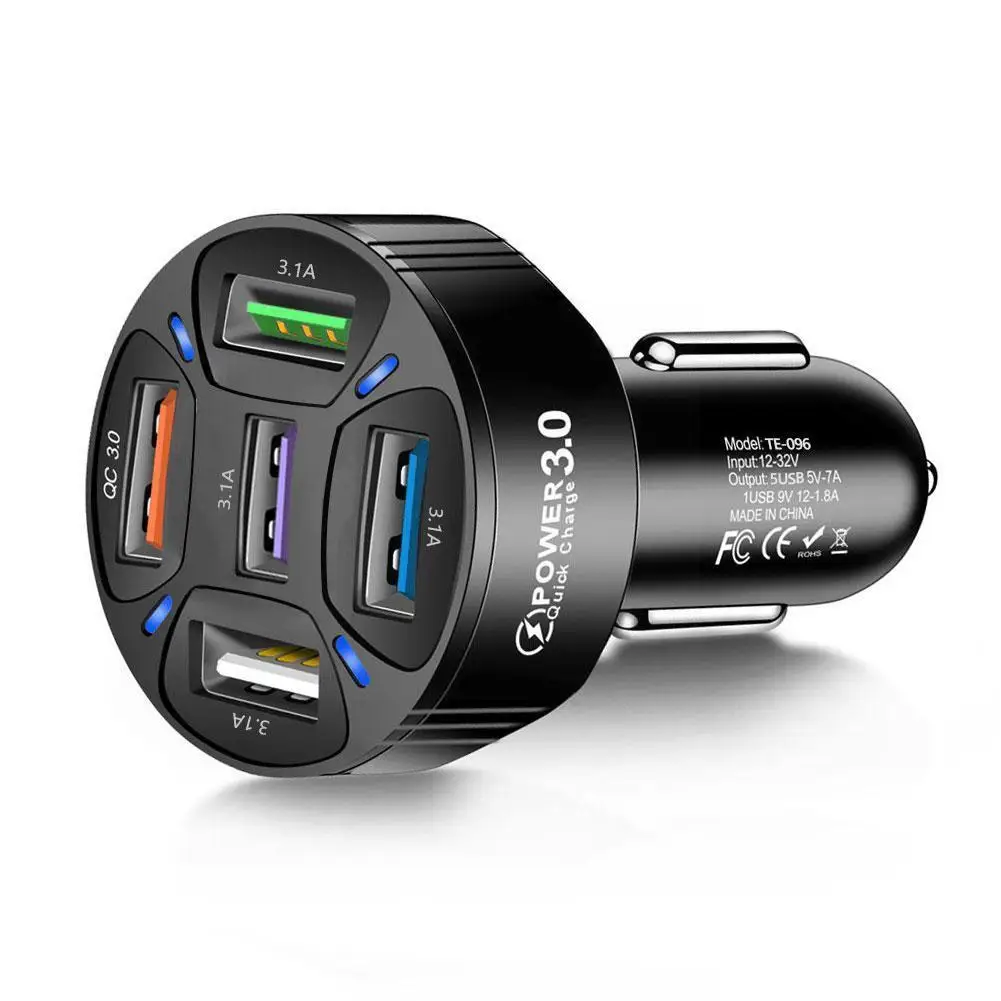 

Car Charger Mobile Phone Quick Charge Car Cigarette Five Switch Point Plug Lighter Firearm One Drag Charge Transfer Quick C B0S0