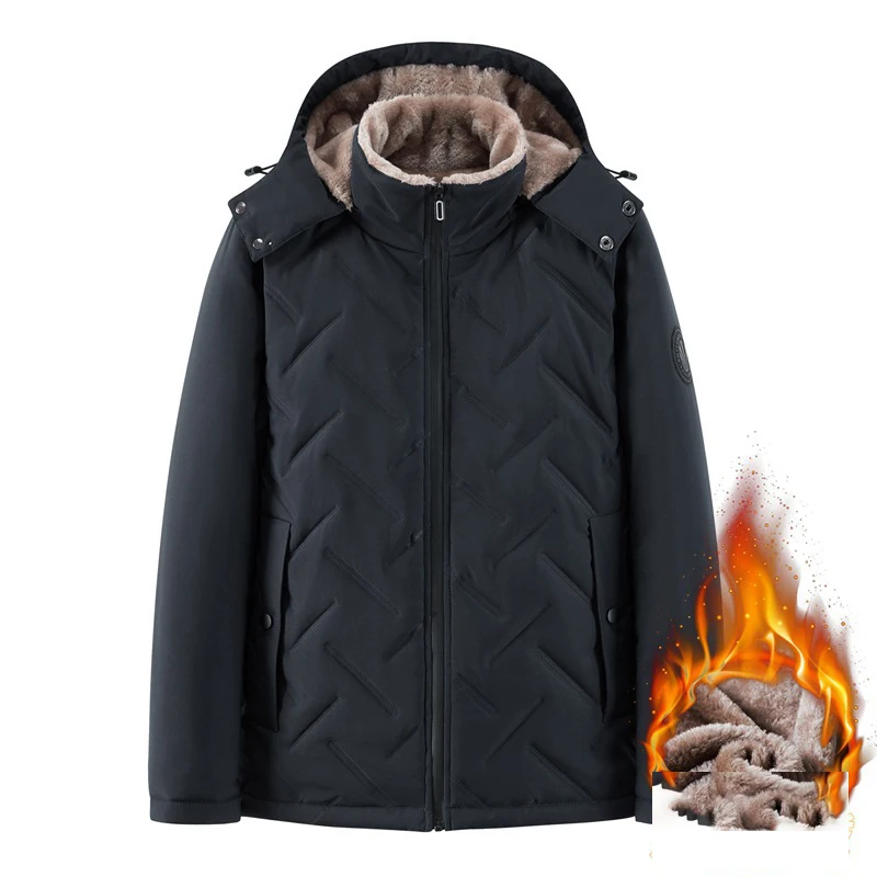 Winter Fleece Mens Parka Coat 2022 Brand New Zipper Thick Jackets with Removable Hood Fashion Casual Warm Windbreaker Erkek Mont