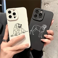 ins line dog cute animal phone case cartoon cover capa for iphone 12 11 13 pro max 8 7 plus se 2020 x xs xr soft silicone fundas