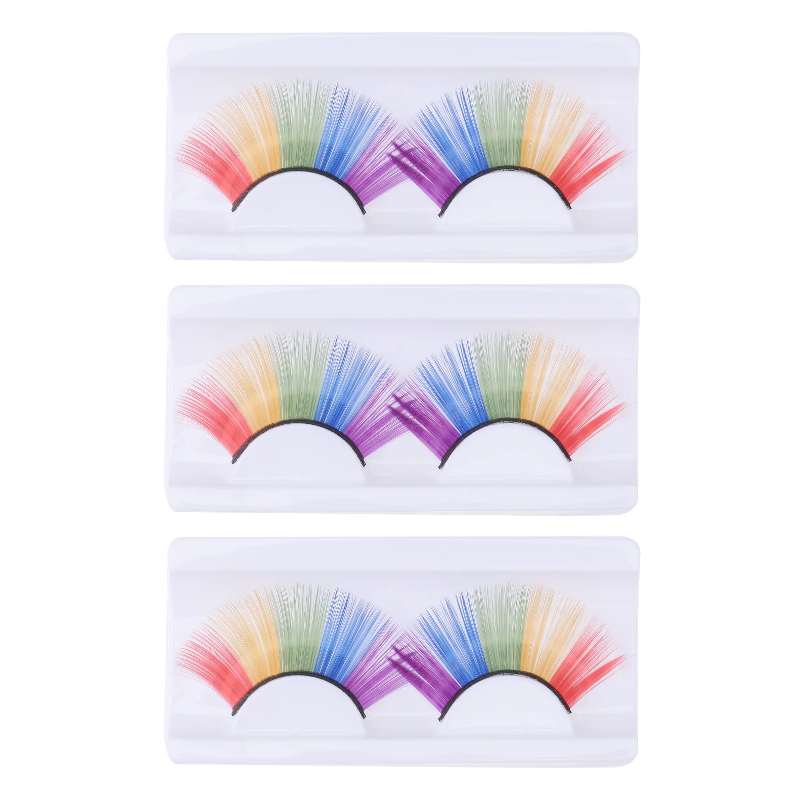 

3 Pairs Eyelashes Colorful Curly Decorative Beautiful Shining Eyelashes for Performance Carnival