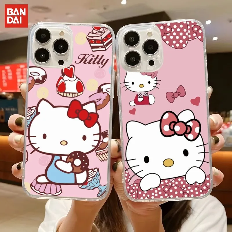

BANDAI Hello Kitty Phone Case For Iphone 13 11 12 Pro Max Mini 6 6s 7 8 Plus X XR XS XSMax SE2020 Transparent Funda Shell Cover