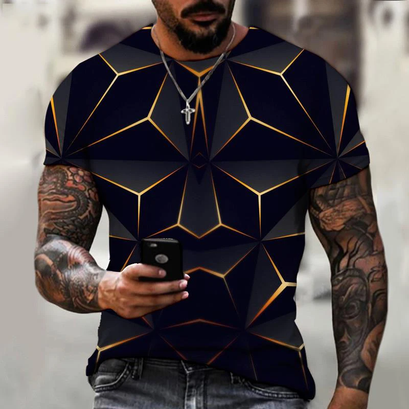 

3D Diamond T-shirtPrint Pattern New Trend Fashion Hip Hop Harajuku StreetMen's Summer Leisure Sports Clothing Top Short Sleeve