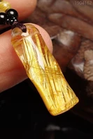 natural gold rutilated quartz bamboo pendant necklace 28 59 57 5mm beads rutilated jewelry women wealthy aaaaaaa