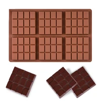 6 cavity grid square shape chocolate bar mold silicone break apart candy molds chocolate chunk protein energy molds baking pan