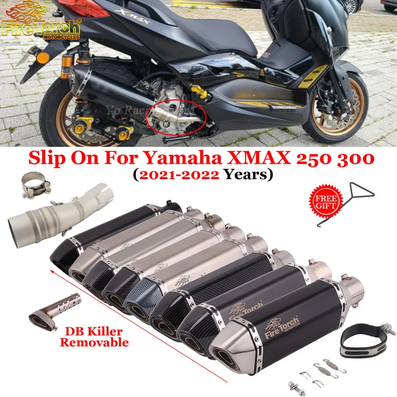 

For Yamaha X MAX XMAX 250 300 XMAX250 XMAX300 2021 - 2022 Motorcycle Exhaust Escape Mid Link Pipe Connect 51mm Muffler Systems
