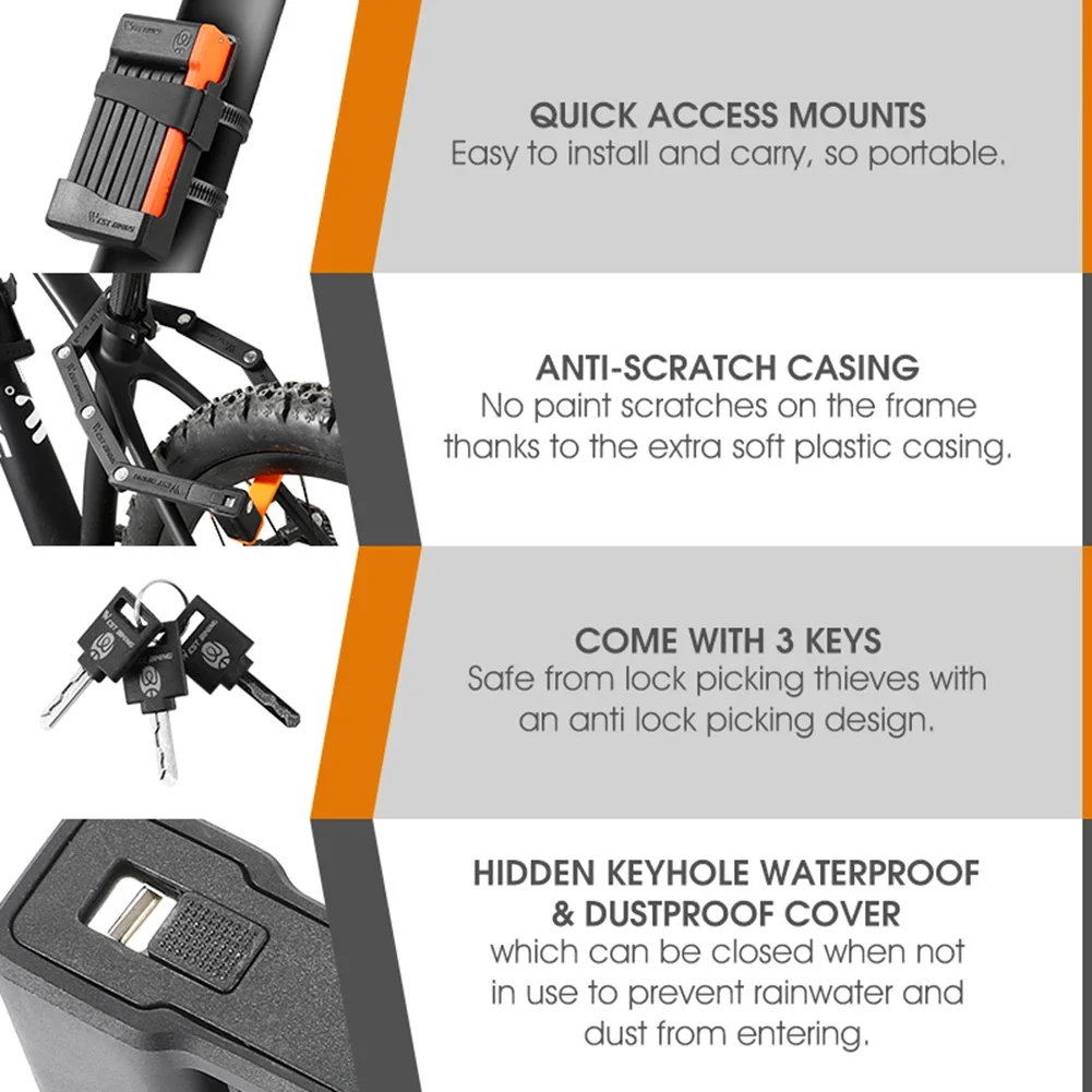 Портативная цепь с замком для велосипеда — защита от кражи водонепроницаемая