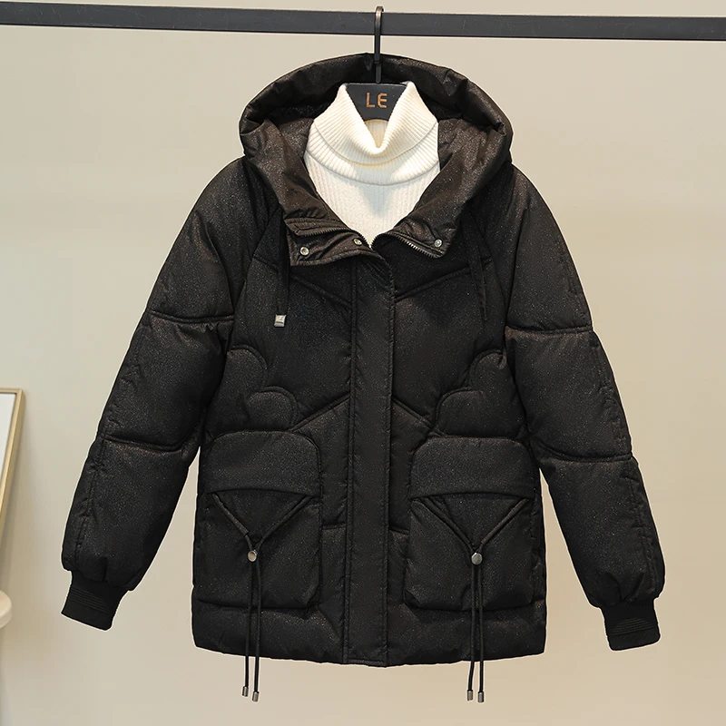 Winter Jacket Women Overcoat Thick Down Cotton Padded Short Parkas Mujer Oversize Casual Hooded Bubble Coat Female
