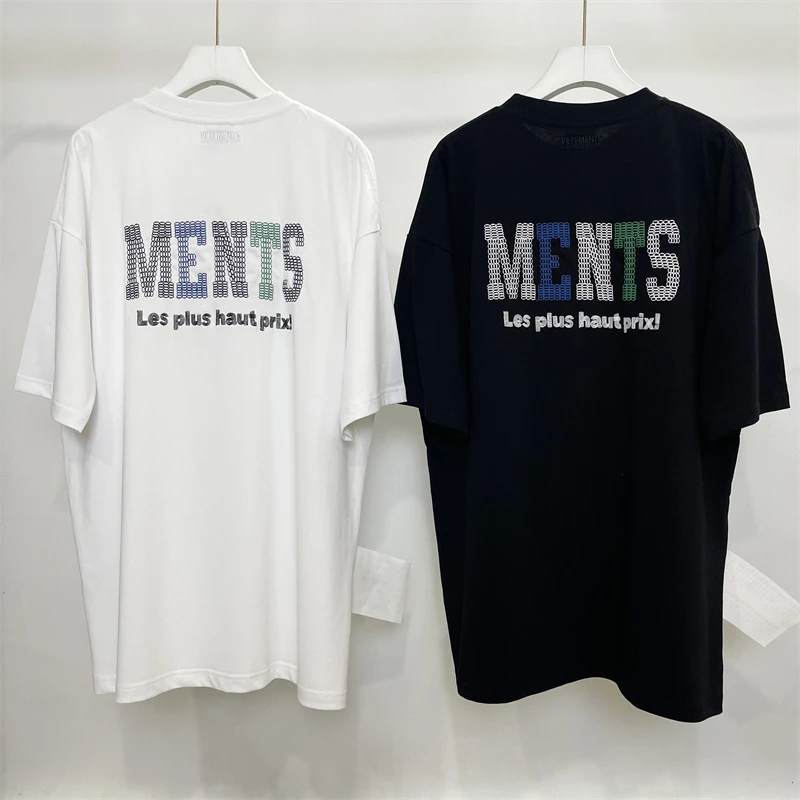 

Top Version Vetements T-shirt Embroidered Logo With Front And Back Letters Oversized Vintage Vtm T Shirt Tees Goth