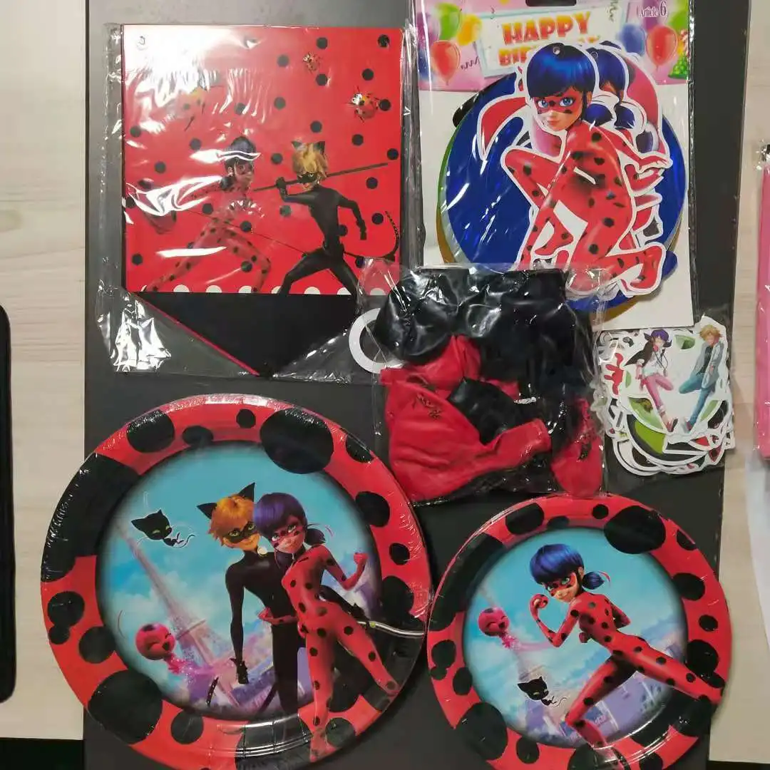 Наклейки Ladybugsss в стиле аниме маринетки Кот черный флаги тарелки для воздушных