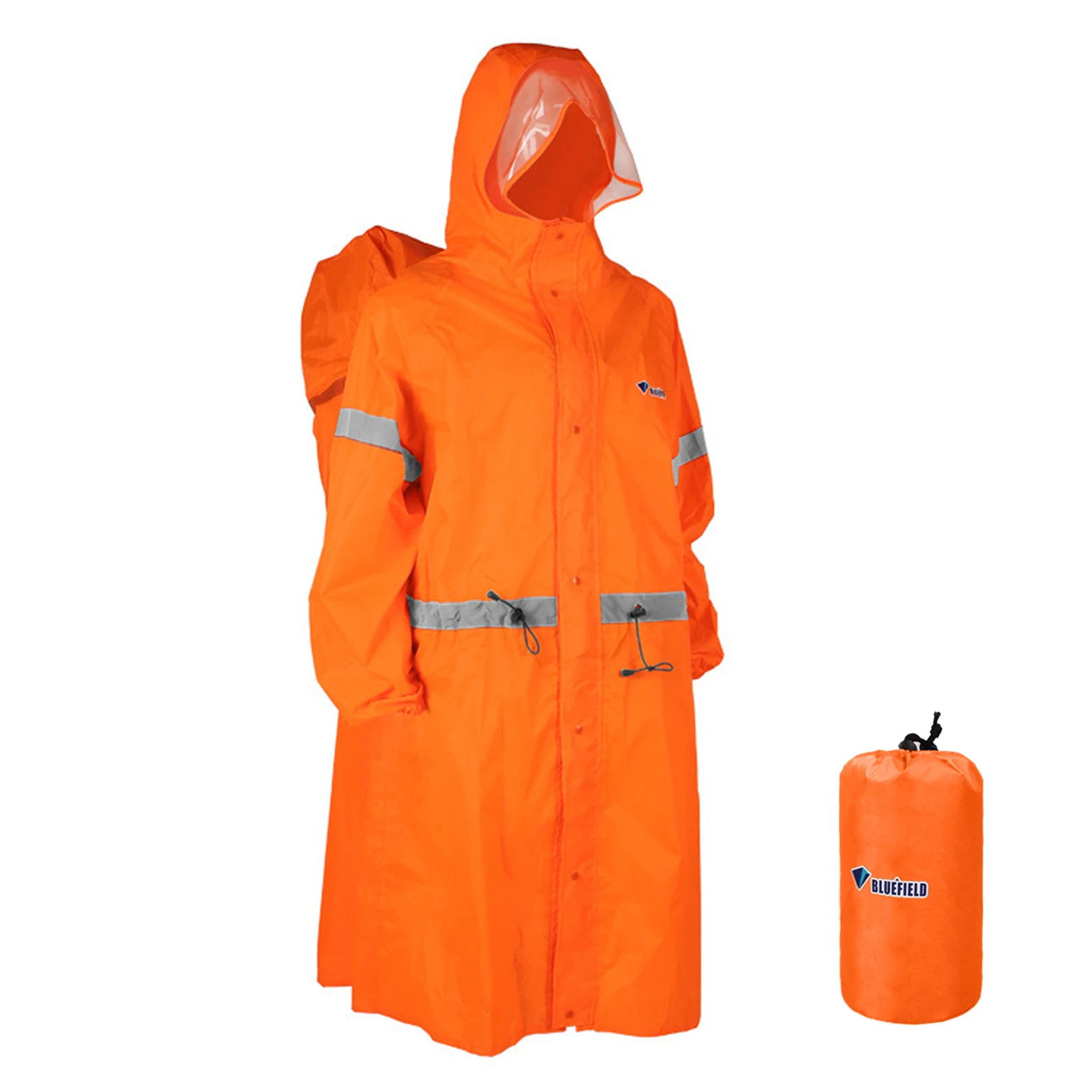 

Hooded Rain Poncho for Adults High-visibility Reflective Waterproof Raincoat Jacket with Backpack Cover Outdoor Rain Gear