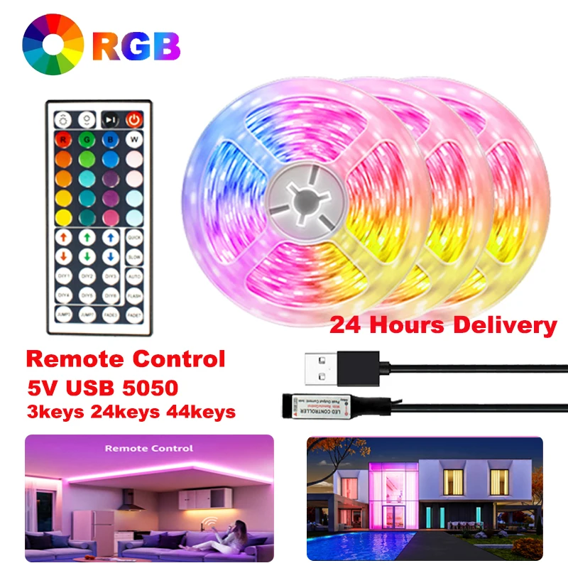 LED Lights for Room 5V USB LED Strip Light Color RGB Tape LED 5050 20m 15m 10m 5m Ice LED Strip Bedoom Decoration TV Backlight