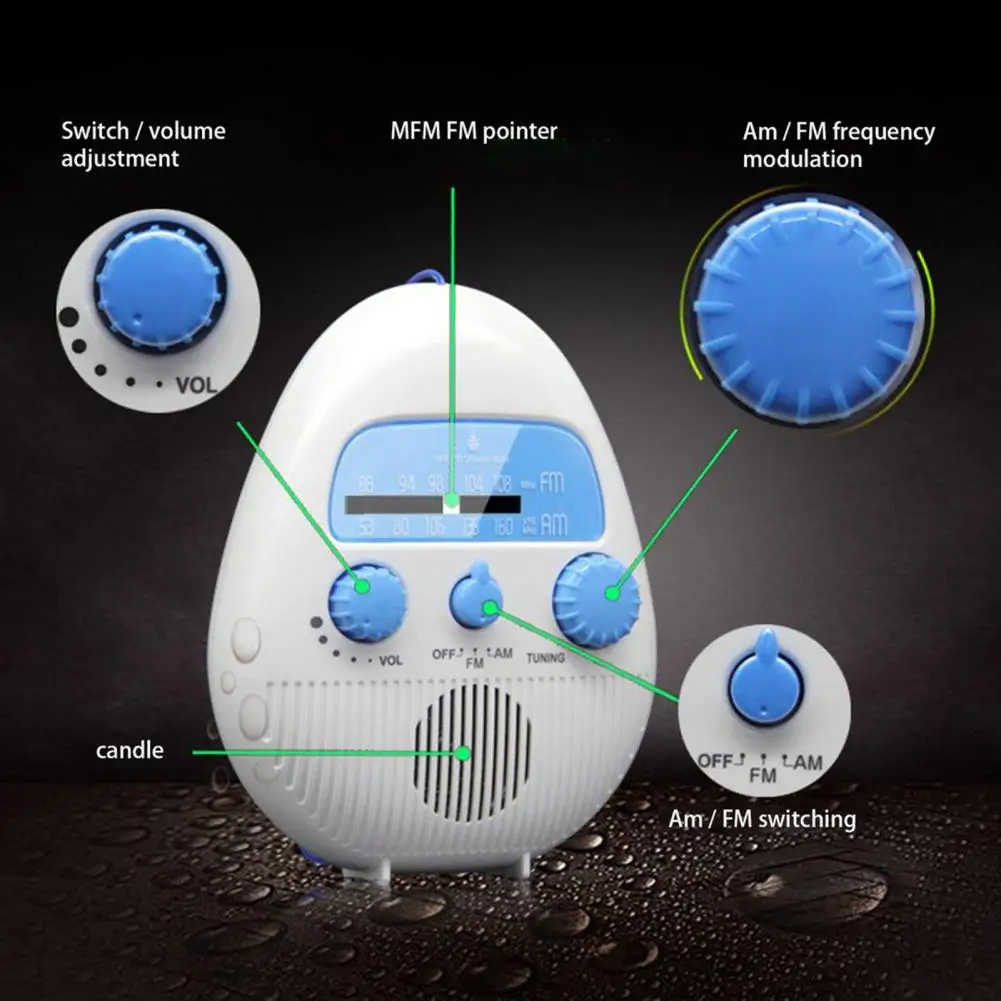 

Прочный Мини-радиоприемник, энергосберегающий, водонепроницаемый, AM/FM, душевой радиоприемник для путешествий