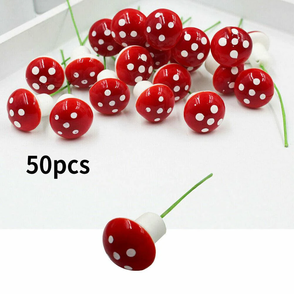 

50 шт., декоративные мини-грибы, 2 см