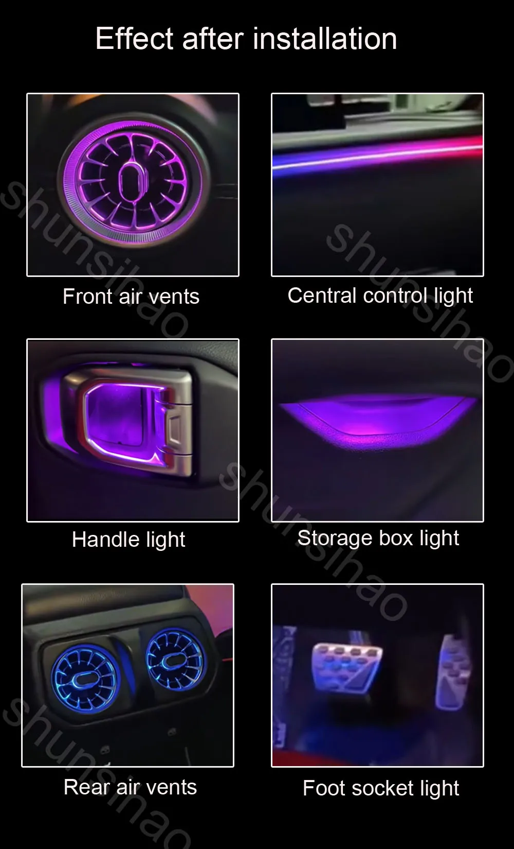 Фото Shunsihao окружающий свет для Jeep Wrangler JL Gladiator 2018-2023, вентиляционные отверстия, светодиодная подсветка, атмосферная лампа, воздуховыпускное отверстие Magic 256 №4