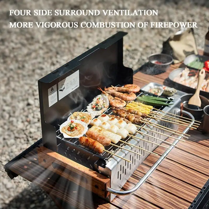 

Naturehikes Barbecue Grill Foldable Camping Charcoal Stove Portable BBQ Charcoal Grill Rack For Camping Accessories Enamel Glaze
