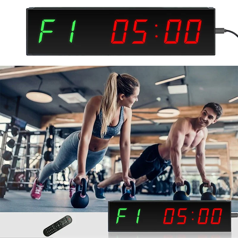 Super Large Screen Gym Timer 1.5 Inch Digits Count Down/Up Timer Boxing Cycle Interval Clock Stopwatch for Gym Fitness Training