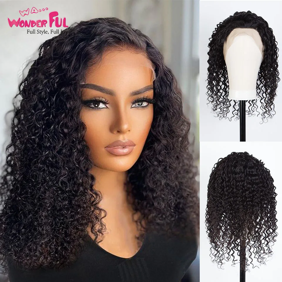 Wonderful Fashion Forehead Lace Part 100% Real Human Hair Curly Brazilian Remy Short Bob Curly Human Hair Wigs For Black Women