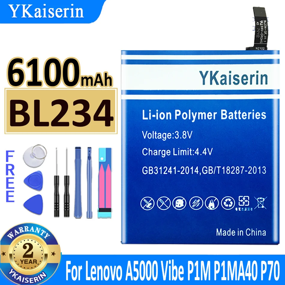 

Аккумулятор для Lenovo A5000 Vibe P1M P1MA40 P70 P70t P70-T, 6100 мАч