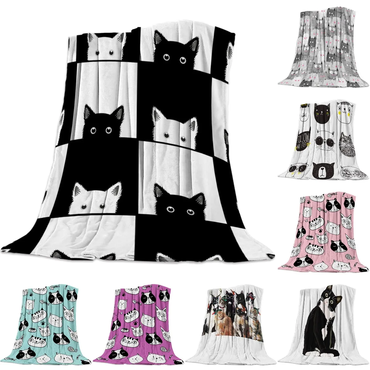 

Геометрическое черно-белое одеяло в виде кота унисекс Детское покрывало на диван покрывало прочное теплое удобное покрывало