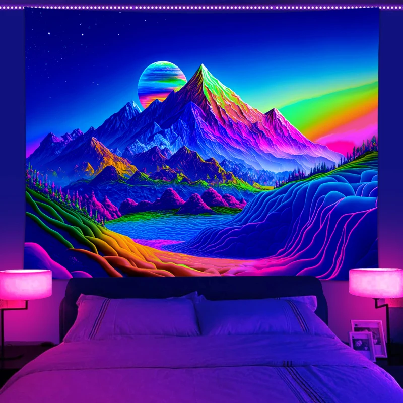 

1 шт., декоративный настенный гобелен с эффектом неонового освещения