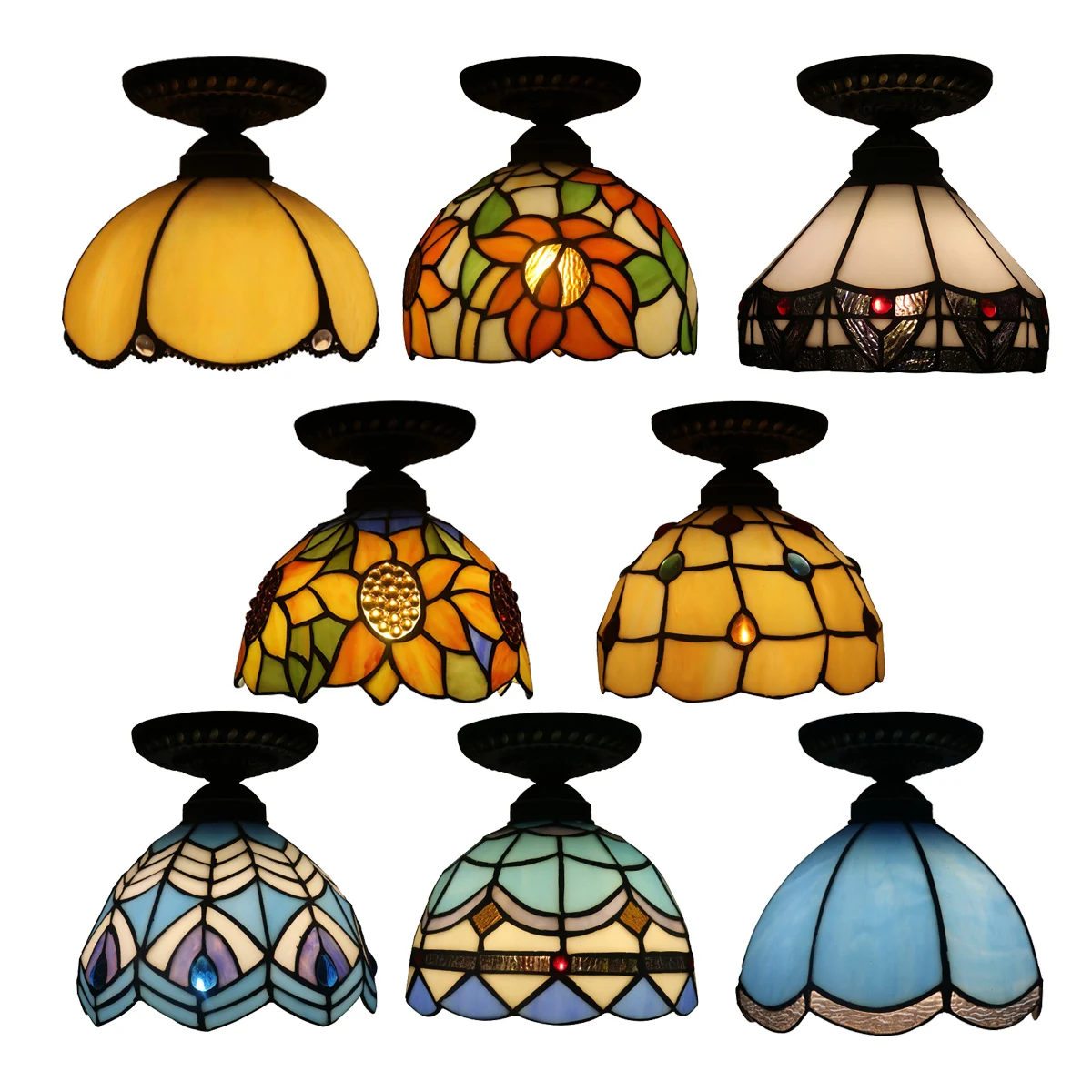 Retro Mediterranean Vintage Turkish Ceiling Lamp E27 Bulb Handmade Mosaic Colorful Glass LED Corridor Balcony Entrance Light