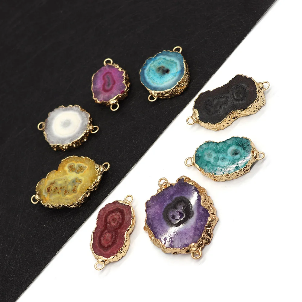 

Natural Stone Crystal Pendant 20-55mm Double Hole Connector Charm DIY Necklace Earrings Fashion Jewelry Boutique Accessories