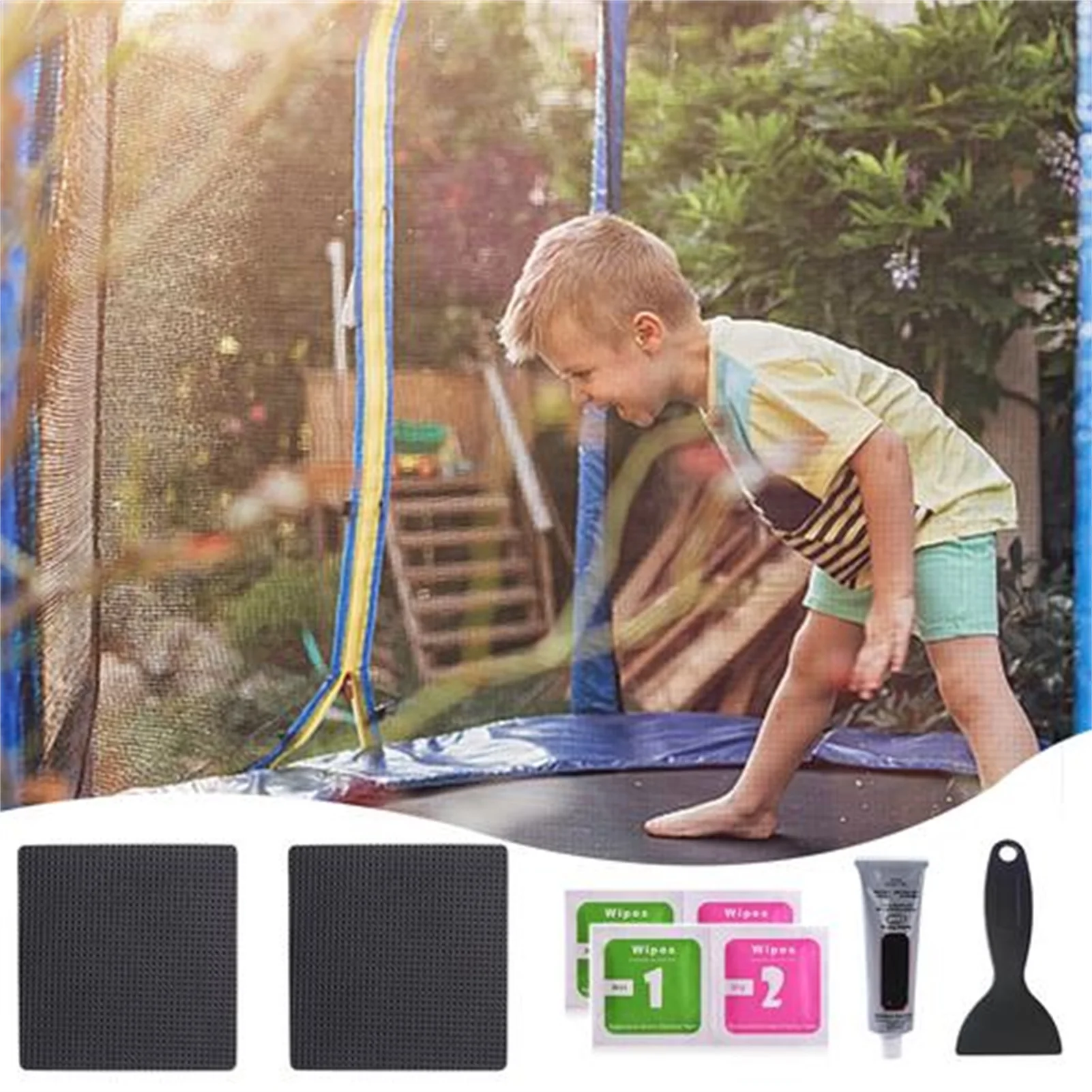 

10pcs Trampoline Patch Repair Kit Square Glue On PatchesWaterproof 4 Inches Square On Patches Repair Trampoline Accessories For