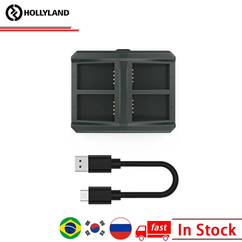 

Заряжающий чехол Hollyland Solidcom C1 с 4 слотами для аккумулятора с интерфейсом USB Type-C, диапазон питания 5 В, 2 А