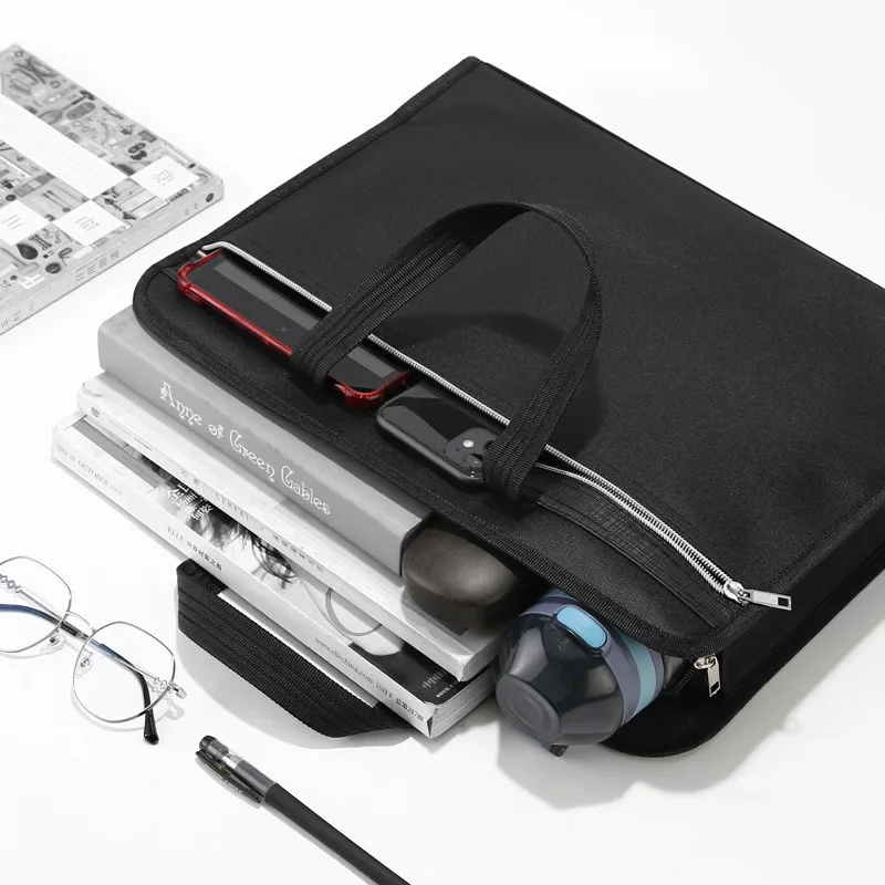 

Business A4 Document Pocket Folders Men Thickened Double Layer Briefcase Files Bag Portable High Capacity Waterproof Laptop Case