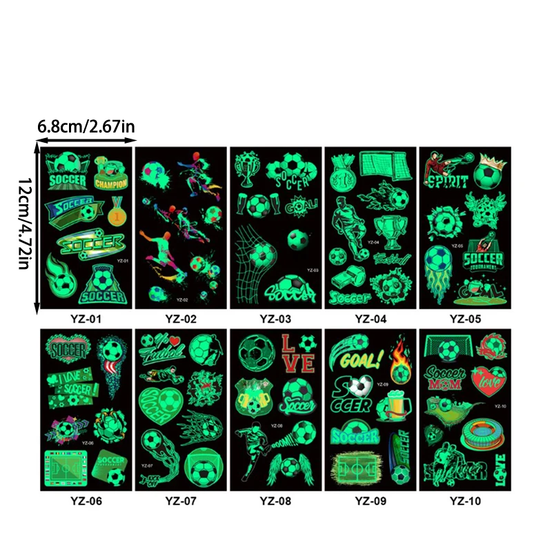 10 шт. фосфоресцирующие наклейки-татуировки для футбола