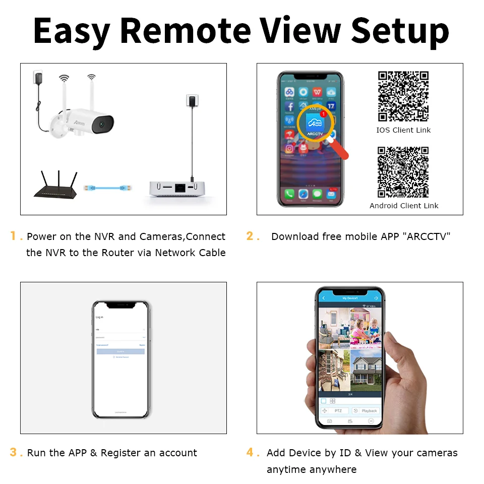 ANRAN 5MP панорамирования и наклона CCTV видео камеры комплект 1920P Комплект камер