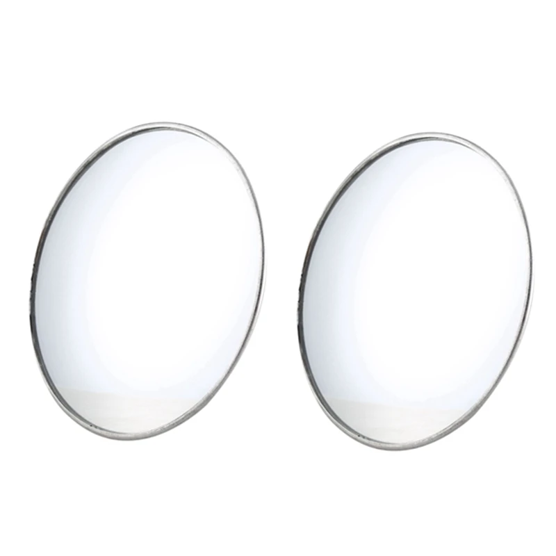 

2X Silver Tone 3.7 Inch Dia Round Rear View Blind Spot Mirrors For Car
