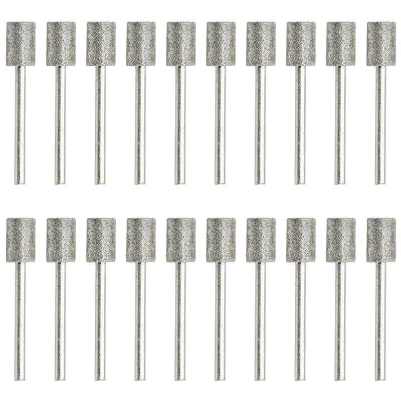 

20 Pcs Diamond Grinding Bits,3Mm Shank Diamond Mounted Polishing Tips Diamond Mounted Points (8Mm)