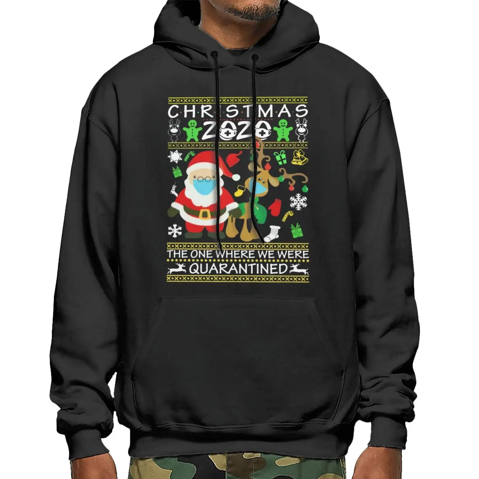 

Рождество 2020 карантин Толстовка один где Толстовка Оверсайз худи флисовая куртка Свитшот аниме Hoddie мужские комплекты мужские толстовки