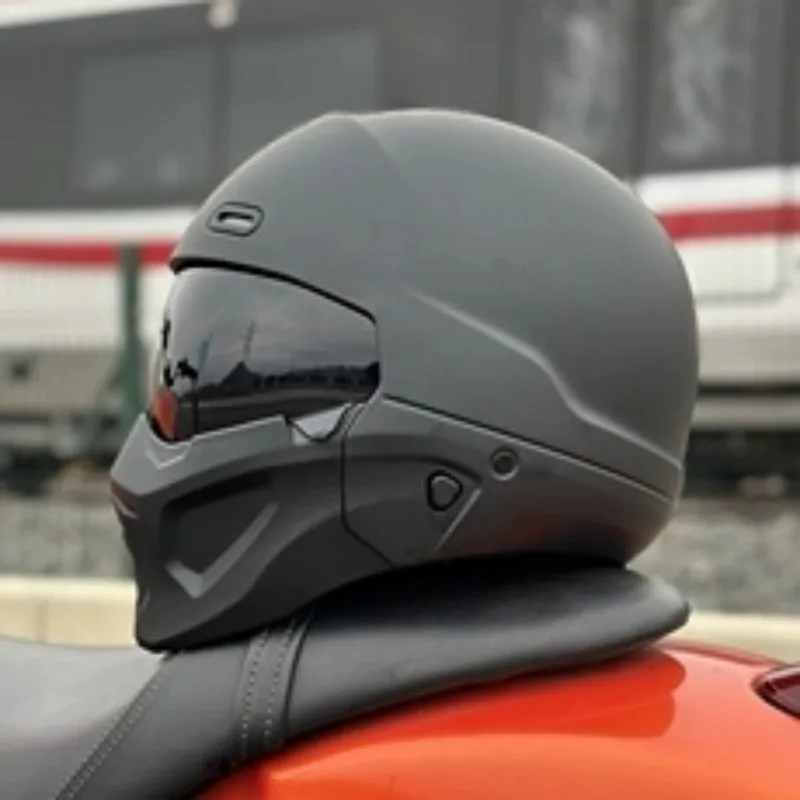 Motorcycle Racing Retro Motorcycle Helmet Black Warrior Combination Helmet Detachable Helmet Neutral Retro Motorcycle Helmet