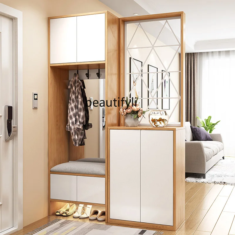 

zq Multifunctional Entrance Cabinet Shoe Cabinet Hidden Shoe Changing Stool Living Room Simple Modern Subareas Screens