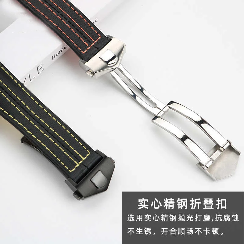 Ремешок из нейлона и кожи для мужских наручных часов 22 мм