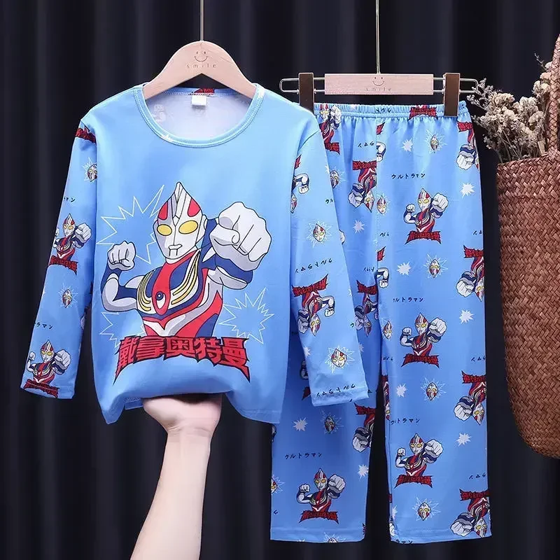 

Spring and Autumn Children's Pajamas Thin Anime Cartoon Characters Male and Female Students Halloween Christmas Loungewear Set