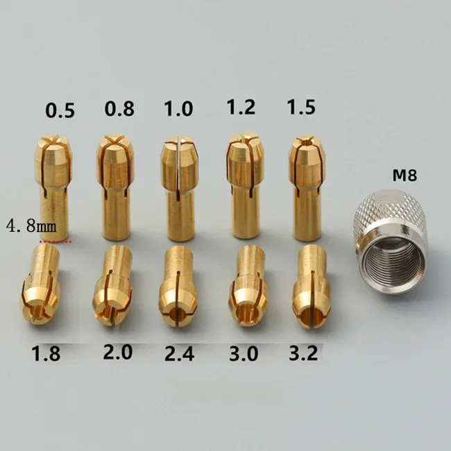 

Цанговые патроны для Dremel 0,5-3,2 мм, набор из 10/11 шт., латунь