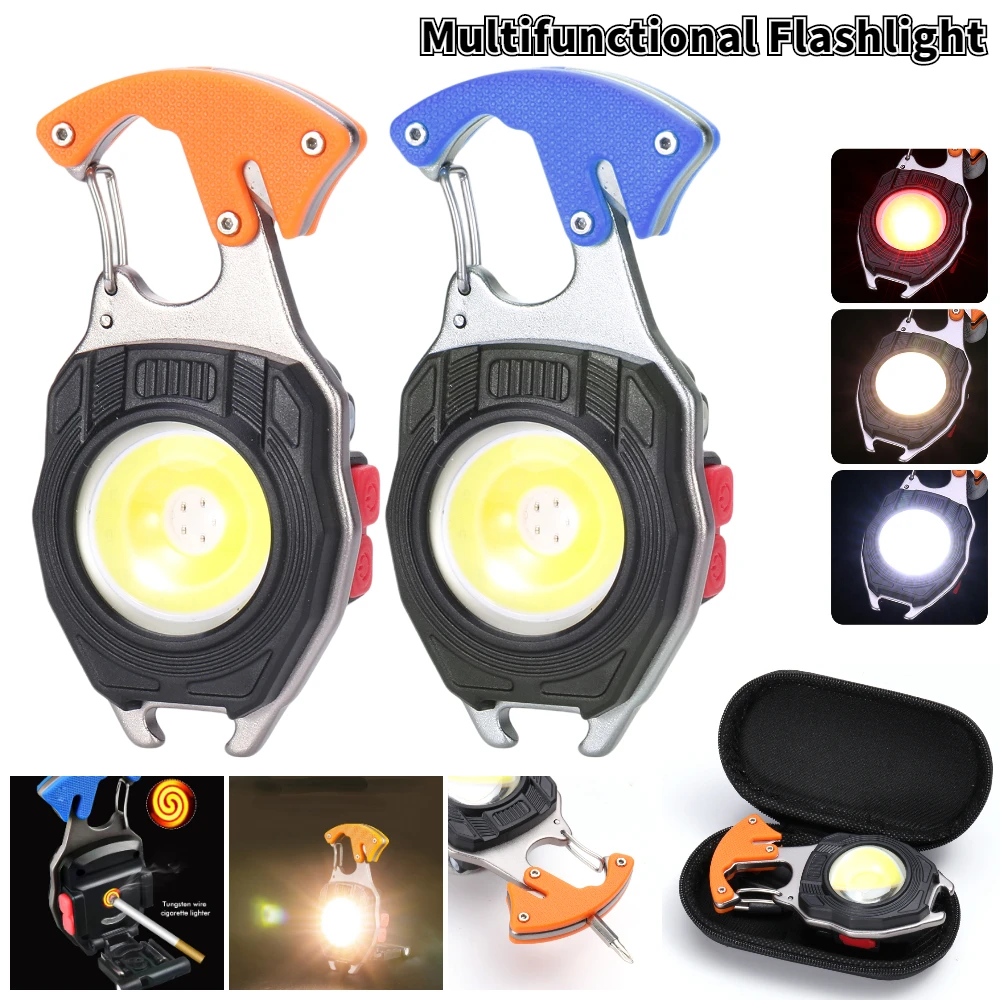 

Mini COB LED Flashlight Pocket Flashlight USB Rechargeable Keychain Light Screwdriver Emergency Wrench Hammer Work Light Torch