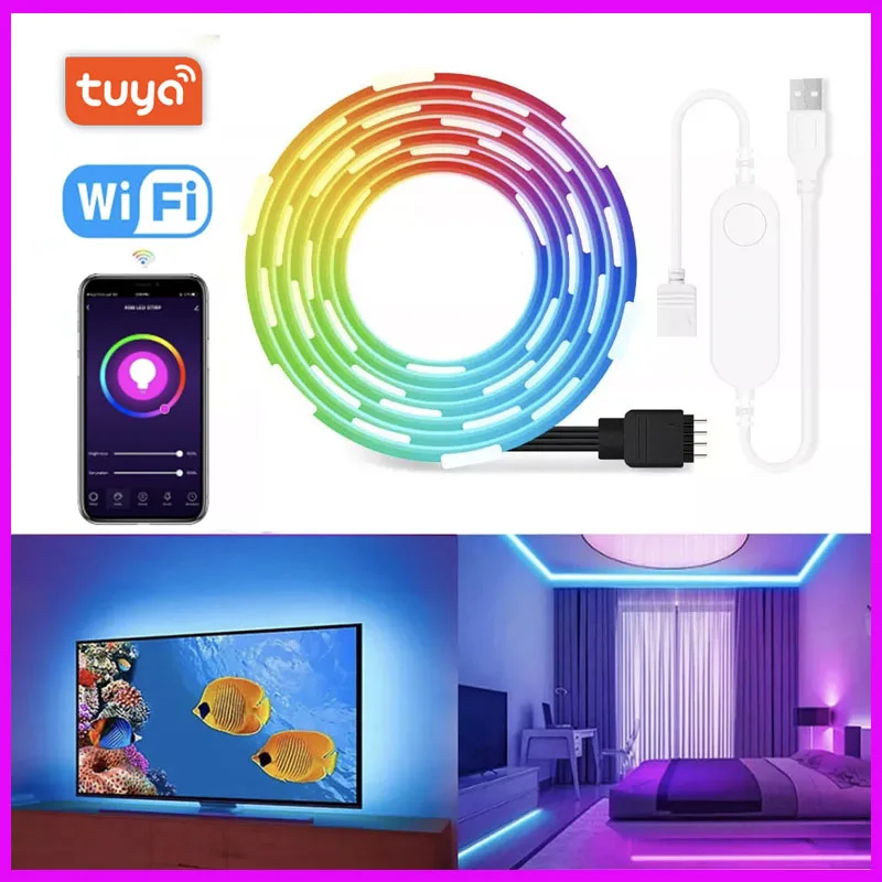 Светодиодная RGB-лента для ТВ с поддержкой Wi-Fi, 50 см, 1 м, 2 м, 3 м, 4 м, 5 м