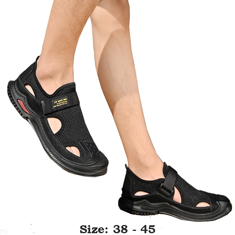 Мужские сандалии на плоской подошве из высококачественной кожи с круглым носком